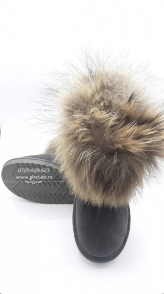 Ghete tip UGG - blana naturala- gri - Img 2