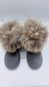 Ghete tip UGG - blana naturala- gri
