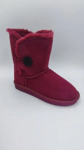 Cizme tip UGG - button burgundy