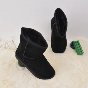 Ghete copii unisex, piele intoarsa, negru
