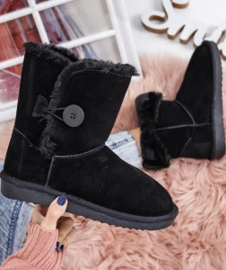 Cizme tip UGG - button black