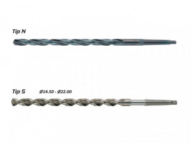 Burghiu elicoidal extralung coada conica, HSS rectificat / HSS rectificat acoperit Vap-Ox, Norma NUI, Tip N/S; L=500-650