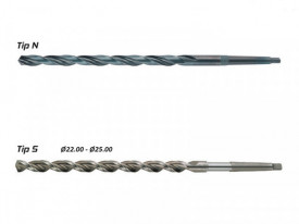 Burghiu elicoidal extralung coada conica, HSS rectificat / HSS rectificat acoperit Vap-Ox, Norma NUI, Tip N/S; L=725-765