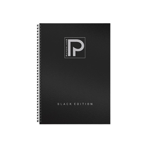Caiet A4 Paperland cu spira, 96 file, 70g, dictando, Black Edition