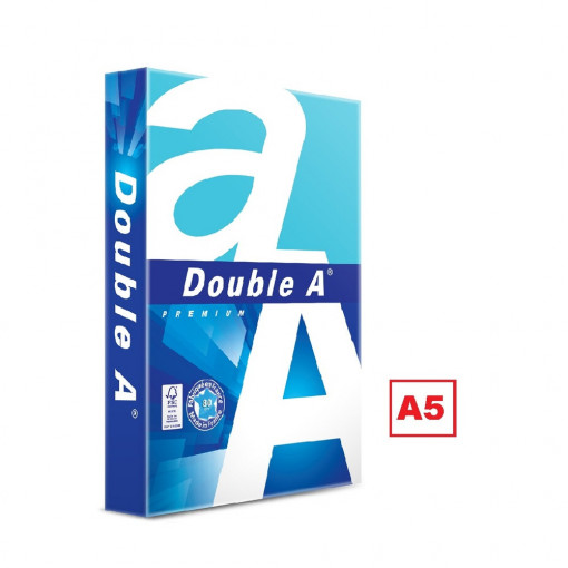 Hartie copiator clasa A, A5, 80g/mp, 500coli/top, Double A Premium