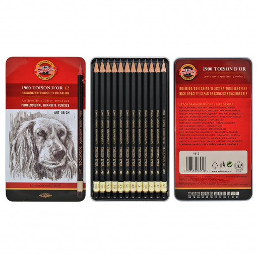 Set 12 creioane grafit Toisson D'or 8B-2H