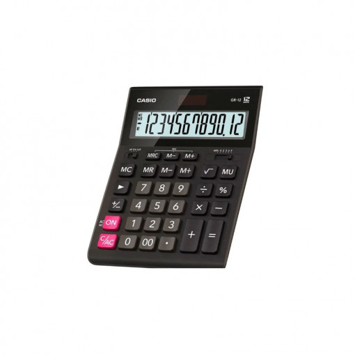 Calculator de birou 12 digiti dual power Casio GR-12-W-EP, negru