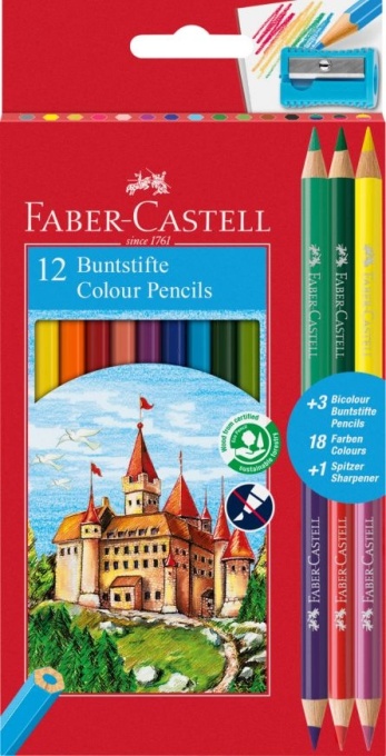 Creioane color Faber-Castell 12+3/set
