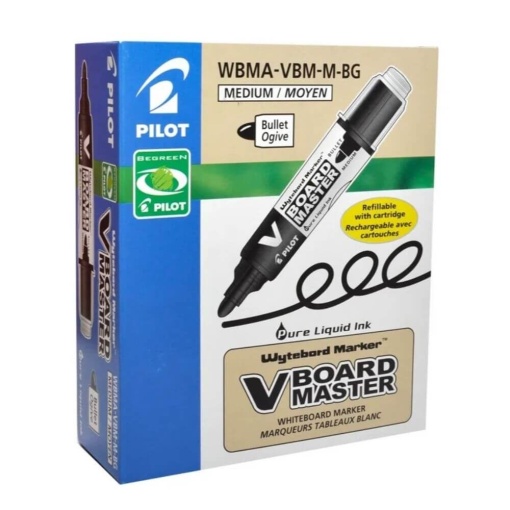 Set 10 marker pentru tabla Pilot Vboard Master, varf rotund, 2.3 mm