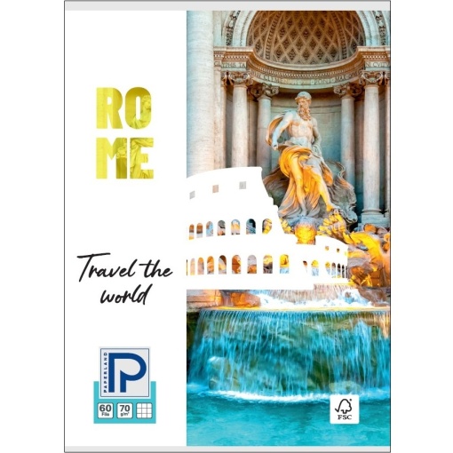 Caiet A4, 60file, matematica, 70g/mp, Paperland, motiv Travel the World