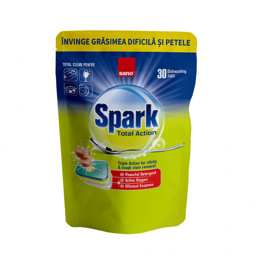 Detergent tablete pentru masina de spalat vase, Sano Spark, 30 tablete
