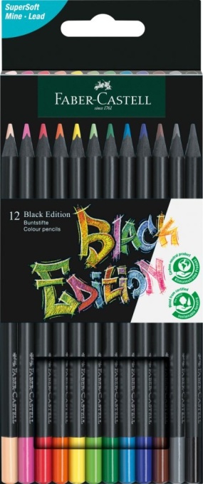 Creioane color Faber-Castell 12/set Black Edition