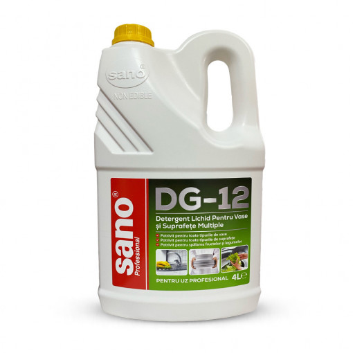 Detergent lichid pentru vase si suprafete, Sano DG-12, 4L