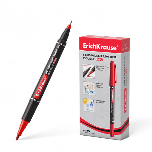Permanent marker negru cu 2 capete P-80, ErichKrause