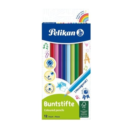 Creioane color 12/set, Pelikan, sectiune hexagonala, 724005