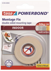 Banda dublu adeziva 19mm x 1.5m, TESA Powerbond Interior 55740