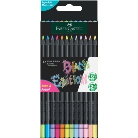 Creioane color 12/set Faber Castell Black Edition neon si pastel 116410
