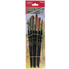 Set 6 pensule par sintetic, varf rotund, Daco PN216