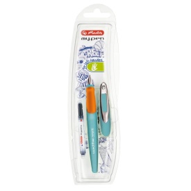 Stilou My Pen pentru stangaci, turcoaz-portocaliu