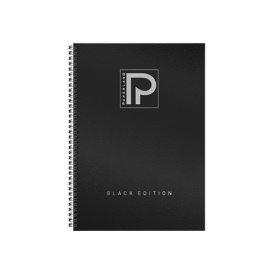 Caiet A4 Paperland cu spira, 96 file, 70g, dictando, Black Edition