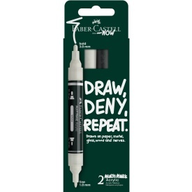 Set 2 markere acrilice Multimark alb-negru, Faber-Castell