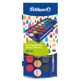Acuarele 22 culori+1 tub cu alb de zinc, pastila 30mm, pensula inclusa, Pelikan
