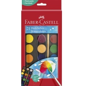Acuarele Faber-Castell 21 culori, pastila 30mm, pensula inclusa