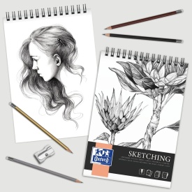 Bloc desen Sketching A4 cu spira dubla, 50 file, 130g/mp, colectia Oxford Artistic - Img 3
