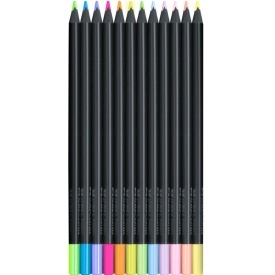 Creioane color 12/set Faber Castell Black Edition neon si pastel 116410 - Img 2