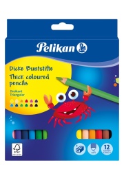 Creioane color jumbo 12/set, Pelikan, sectiune triunghiulara, cu ascutitoare 700047