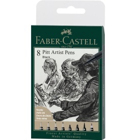 Set 8 linere negre Pitt Artist Pen, Faber-Castell 167155