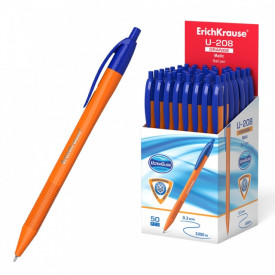 Pix cu mecanism U-208 Classic, corp orange, scriere albastru, vf 1mm