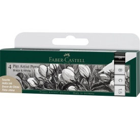 Set 4 linere alb si negru, Pitt Artist Pen, Faber-Castell 167151