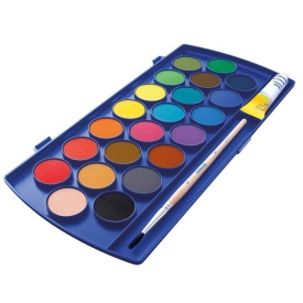 Acuarele 22 culori+1 tub cu alb de zinc, pastila 30mm, pensula inclusa, Pelikan - Img 2