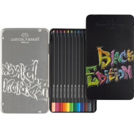 Creioane color Faber-Castell 12/set Black Edition in cutie metal. - Img 2