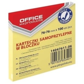 Notes adeziv 76x76 mm, galben pastel, 100foi, Office Product