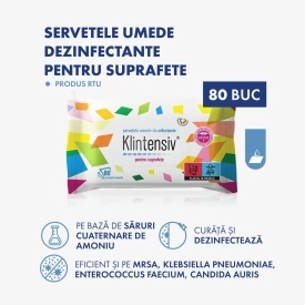 Servetele umede dezinfectante pentru suprafete, 80 buc, Klintensiv - Img 3