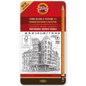 Set 12 creioane grafit triunghiulare Koh-I-Noor Arta 6B-6H, K1282-12