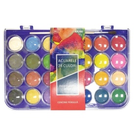 Acuarele Daco 28 culori, pastila 28mm, cu pensula inclusa