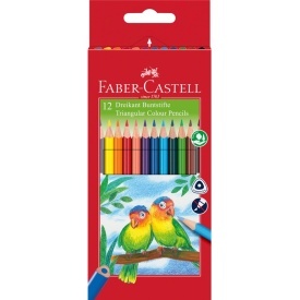 Creioane color triunghiulare Faber-Castell 12/set + ascutitoare 120523