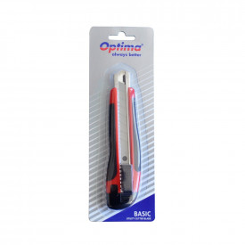 Cutter mare cu sina metalica, lama 18mm, ABS cu rubber grip, Optima 0943