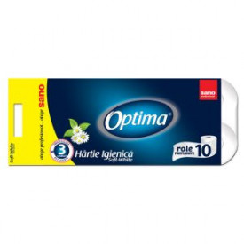 Hartie igienica 3straturi, Sano Optima, 10role/set