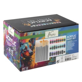 Set 24 culori acrilice Grafix, 59ml, si 12 pensule diferite - Img 3