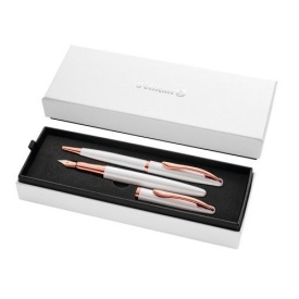 Set Pix+Stilou Pelikan Jazz Noble Elegance Pearl White in cutie cadou