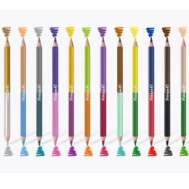 Creioane color 12/set, sectiune rotunda bicolor, Pelikan - Img 2