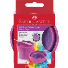 Pahar apa pentru pictura Unicorni Click&Go, Faber-Castell, roz marmorat