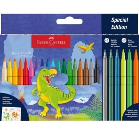 Carioca Faber Castell 18+6 culori, motiv dinozauri
