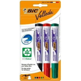 Set 4 bucati marker tabla varf rotund 2.5mm, Bic ECO Velleda 1701