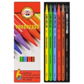 Set creioane color fara lemn Progresso, 6 culori, K8755