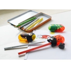 Ascutitoare dubla, cu container si radiera, Faber-Castell - Img 4